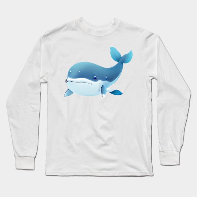 Cartoon/Kawaii Blue Whale Long Sleeve T-Shirt by The Print Palace